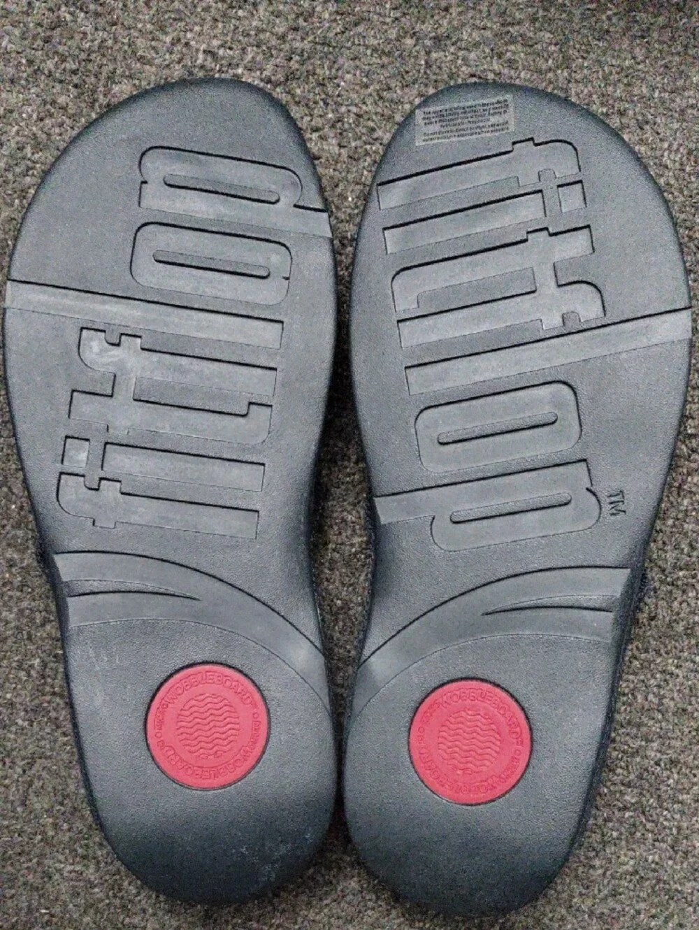 Fitflop Men’s Black Sandals with Red Toe Accent